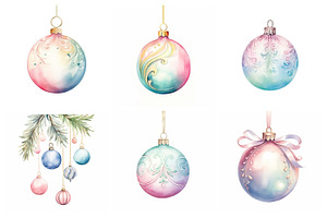 Watercolor Pastel Christmas Ornament