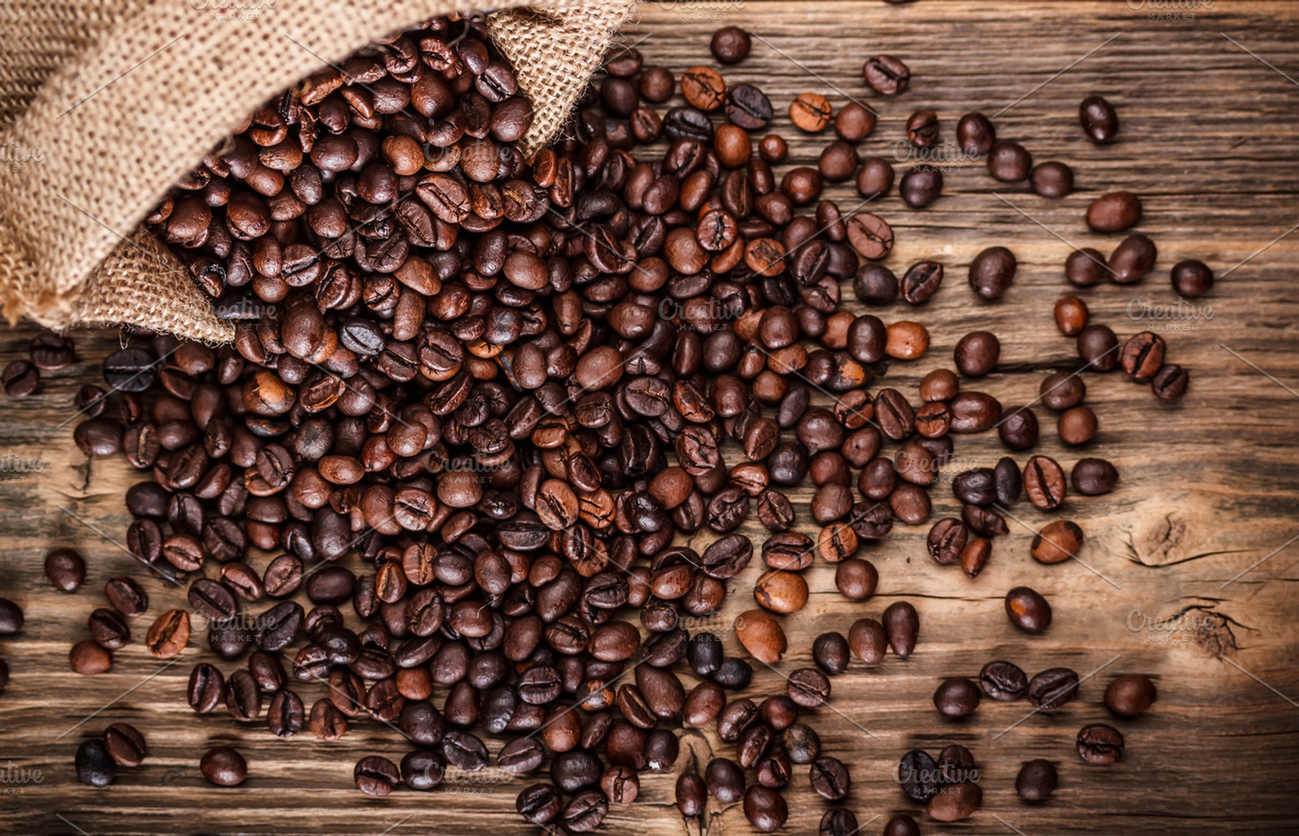 Coffee Beans Containing Bean Bag And Espresso