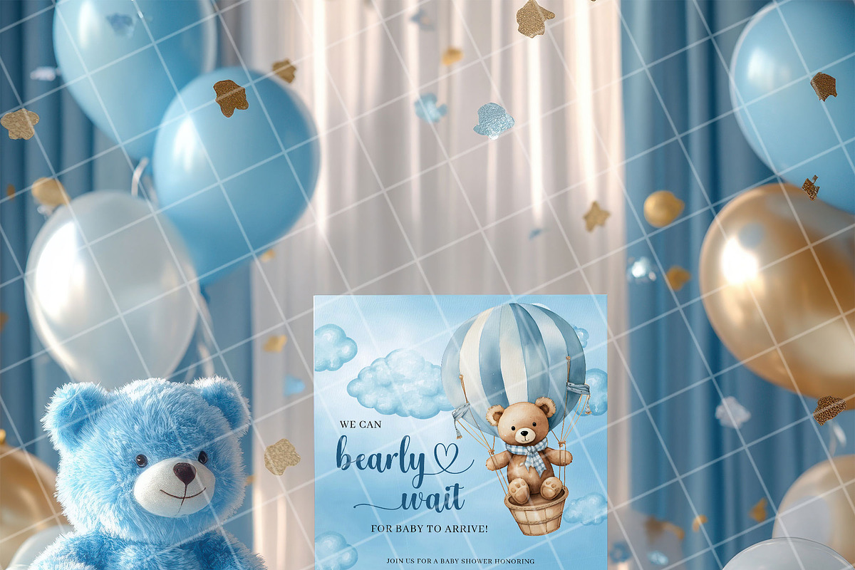 Boy baby shower invitation mockup PS, an Advertising Mockup by Blush Roses Print (Photo 6 of 7)