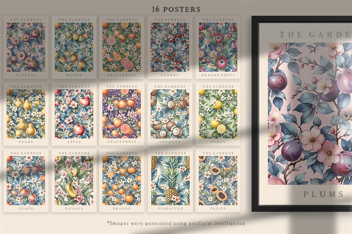 THE GARDENS RETRO POSTERS, a Background Graphic by Luna Dreams (Photo 5 of 7)