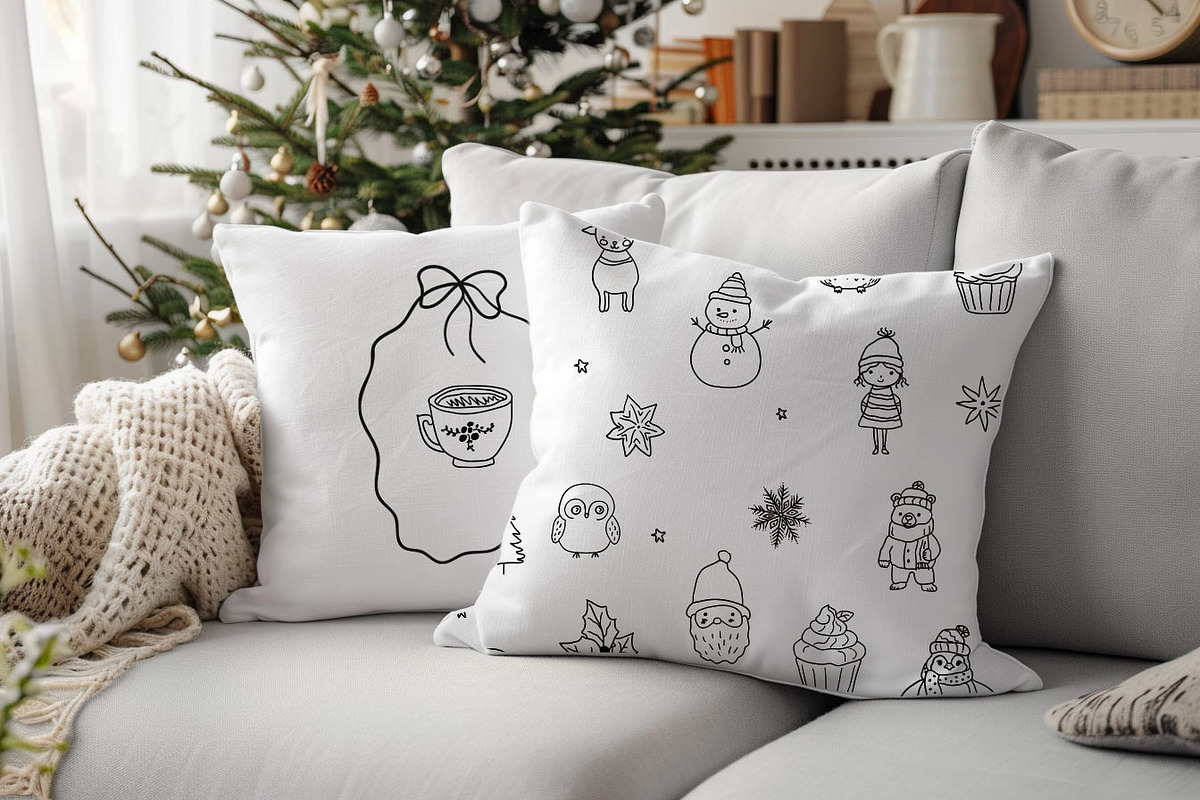 Christmas Whimsy Line Art icon Set, an Object Graphic by Olya Creative