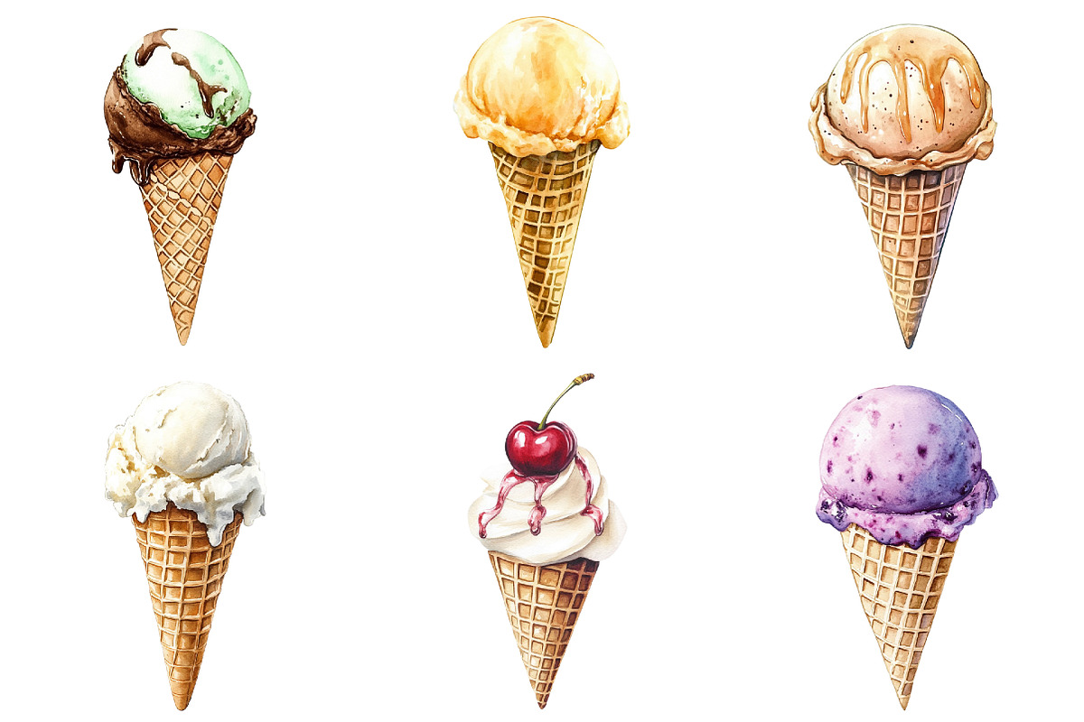 Summer Ice Cream Cones Clipart, an Illustration by Pixels.Craft (Photo 6 of 6)