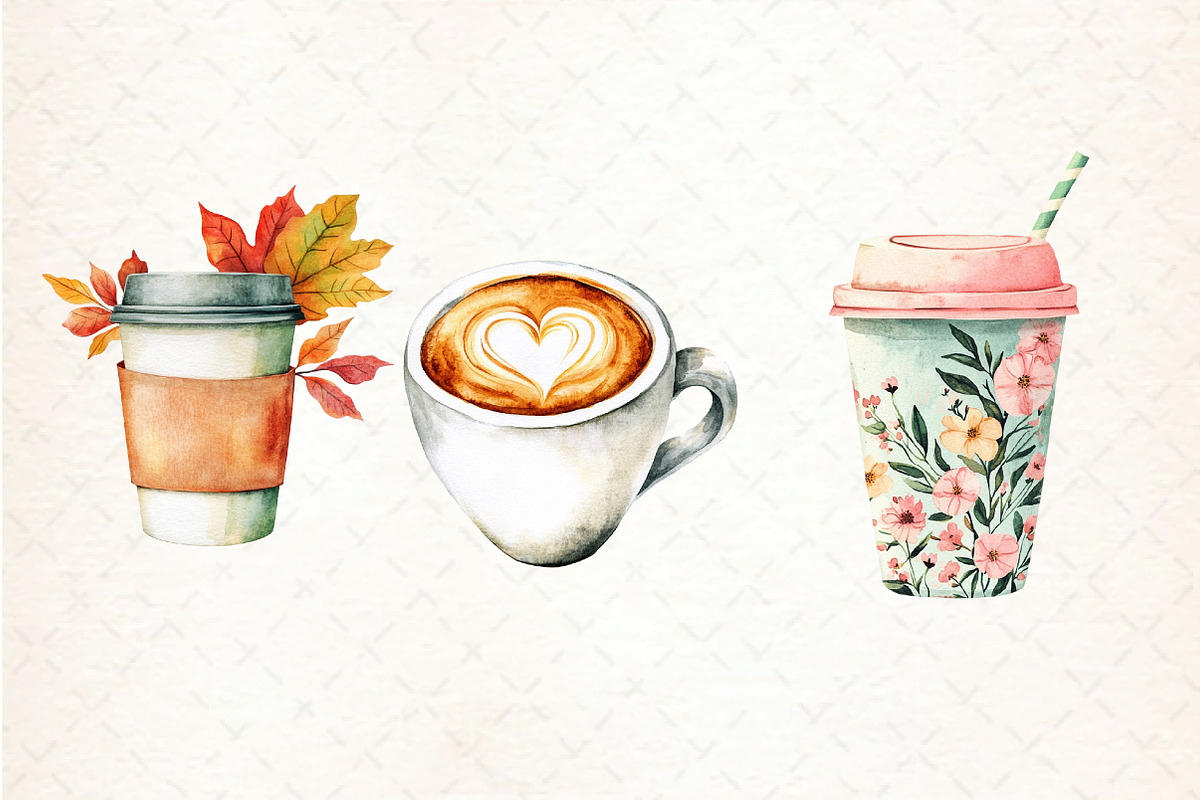 Coffee Cups Clipart, an Illustration by Libby Wishes (Photo 6 of 6)