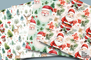 Watercolor Santa Christmas Holiday