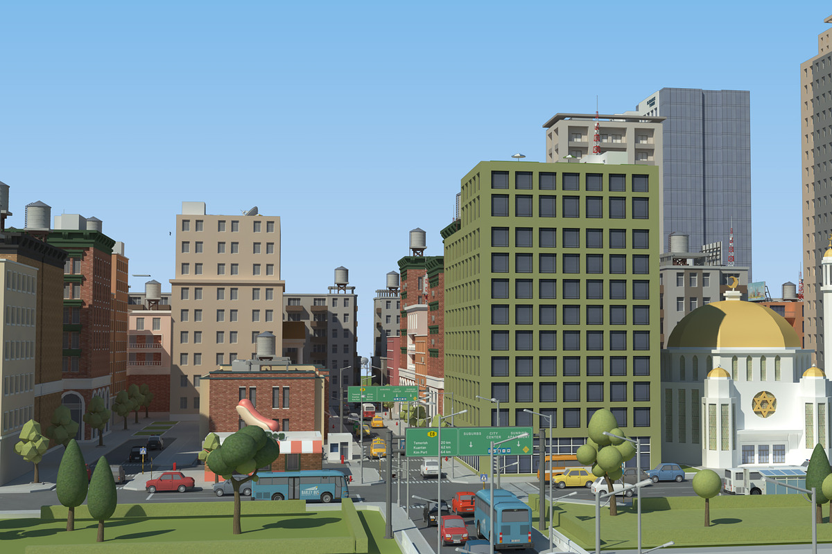 Realistic Lowpoly Simple City VR/AR, an Environmental 3D Model by NOMODOL (Photo 5 of 59)