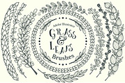 Grass&Leafs AdobeIllustrator brushes, a Brush Add-On by SHMEL_Studio (Thumbnail 1 of 4)