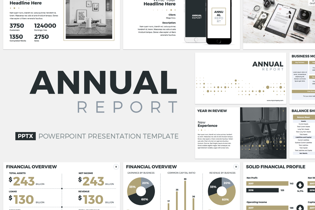 Annual Report PowerPoint Template, a Presentation Template by JetzTemplates (Photo 1 of 8)