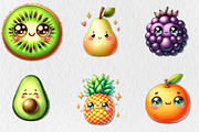 Kawaii Cute Fruit Clipart Bundle, a Seasonal Illustration by Rose Art (Thumbnail 2 of 4)