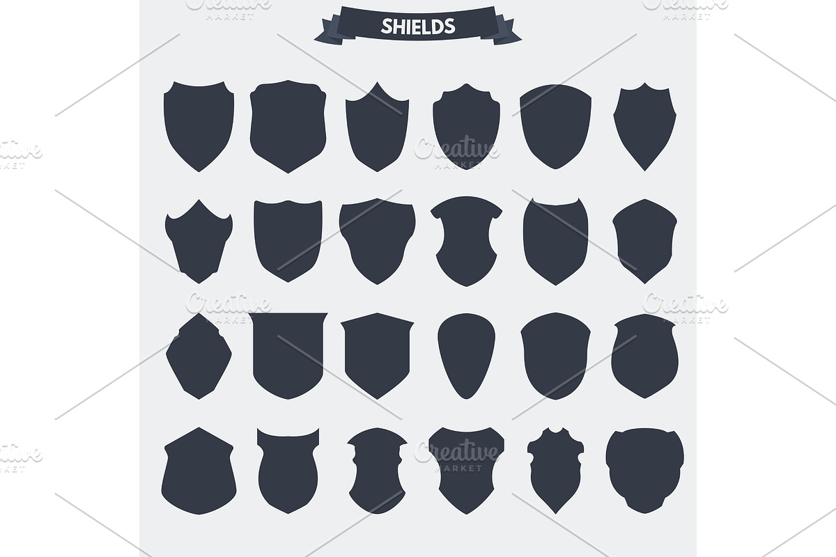 Shields emblem set, a Decorative Illustration by SkyVectors