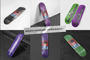 Realistic Skateboard Mockup Bundle 1