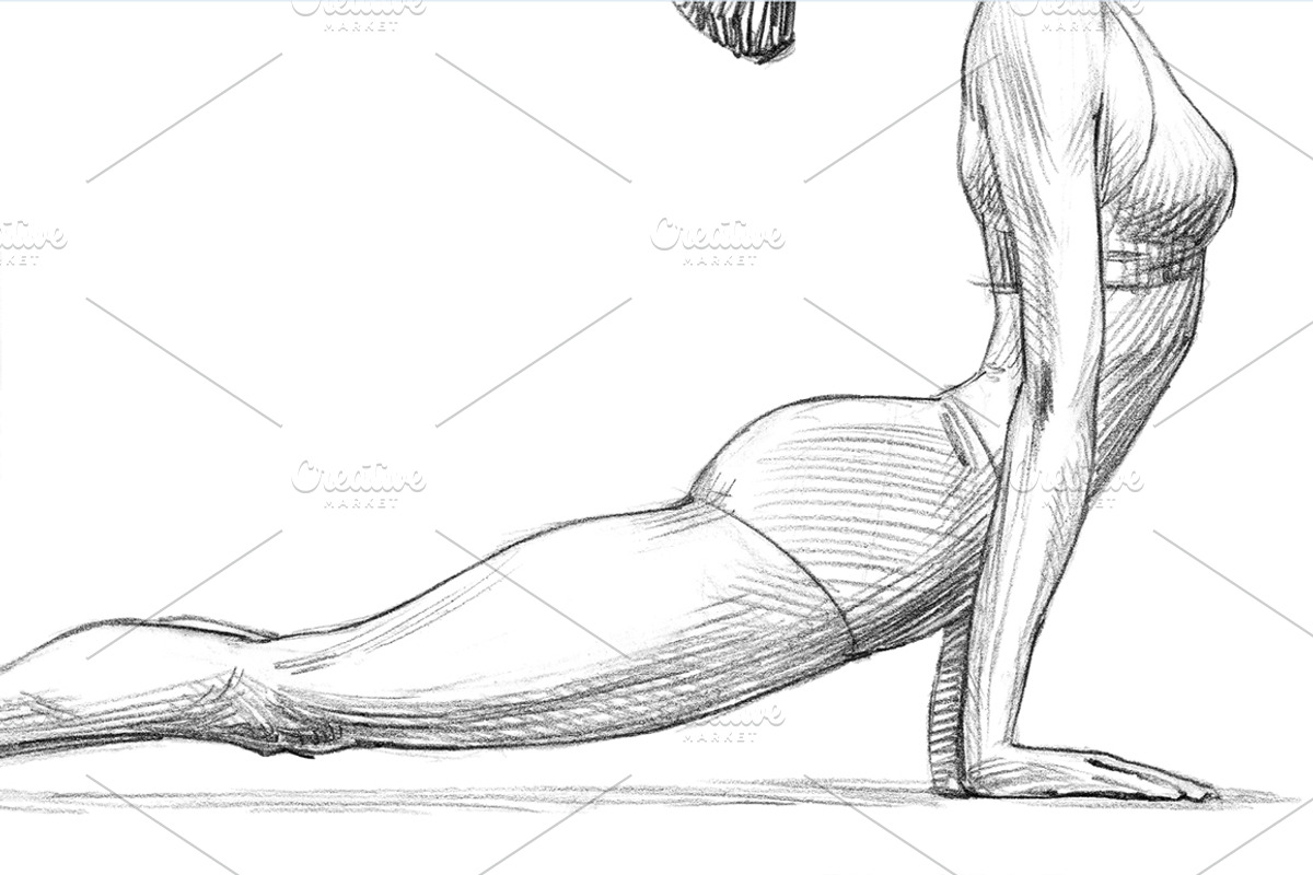 Sketchy yoga poses illustration set, an Illustration by RasterBird (Photo 3 of 12)