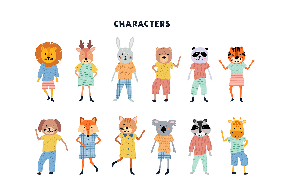 Cute Characters Patterns & Alphabet, an Animal Illustration by mejorana (Photo 3 of 7)