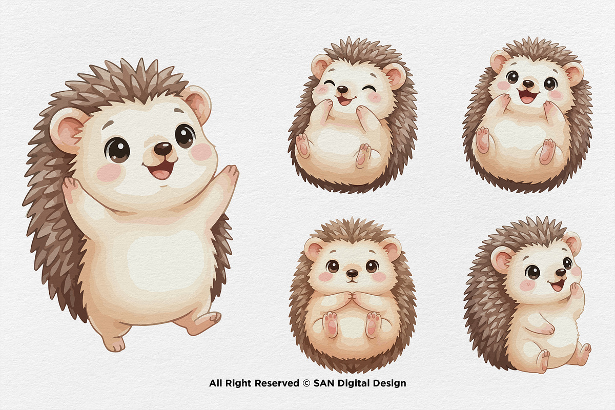 15 Bundle Watercolor Hedgehog Animal, an Animal Illustration by Morspective (Photo 7 of 8)