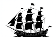 Sailing Ship Silhouette Vector, an Illustration by Amazin_art (Thumbnail 5 of 8)