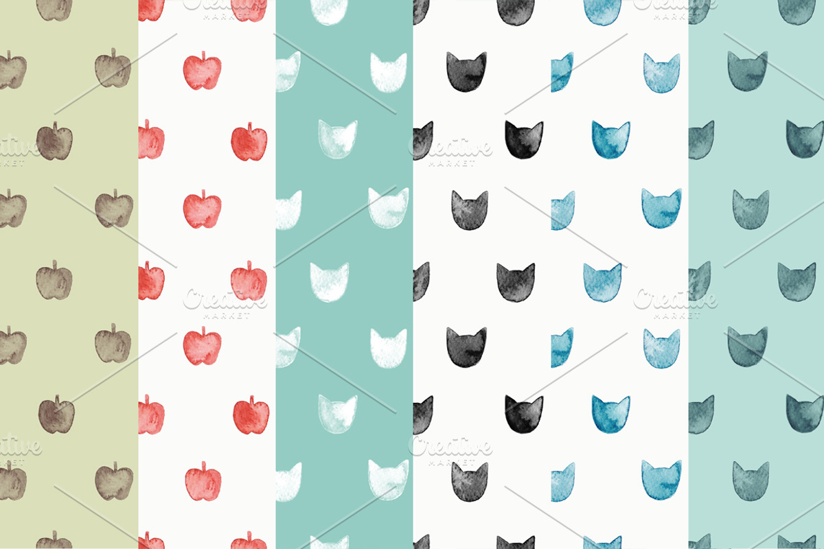 Cute watercolor patterns preview 2