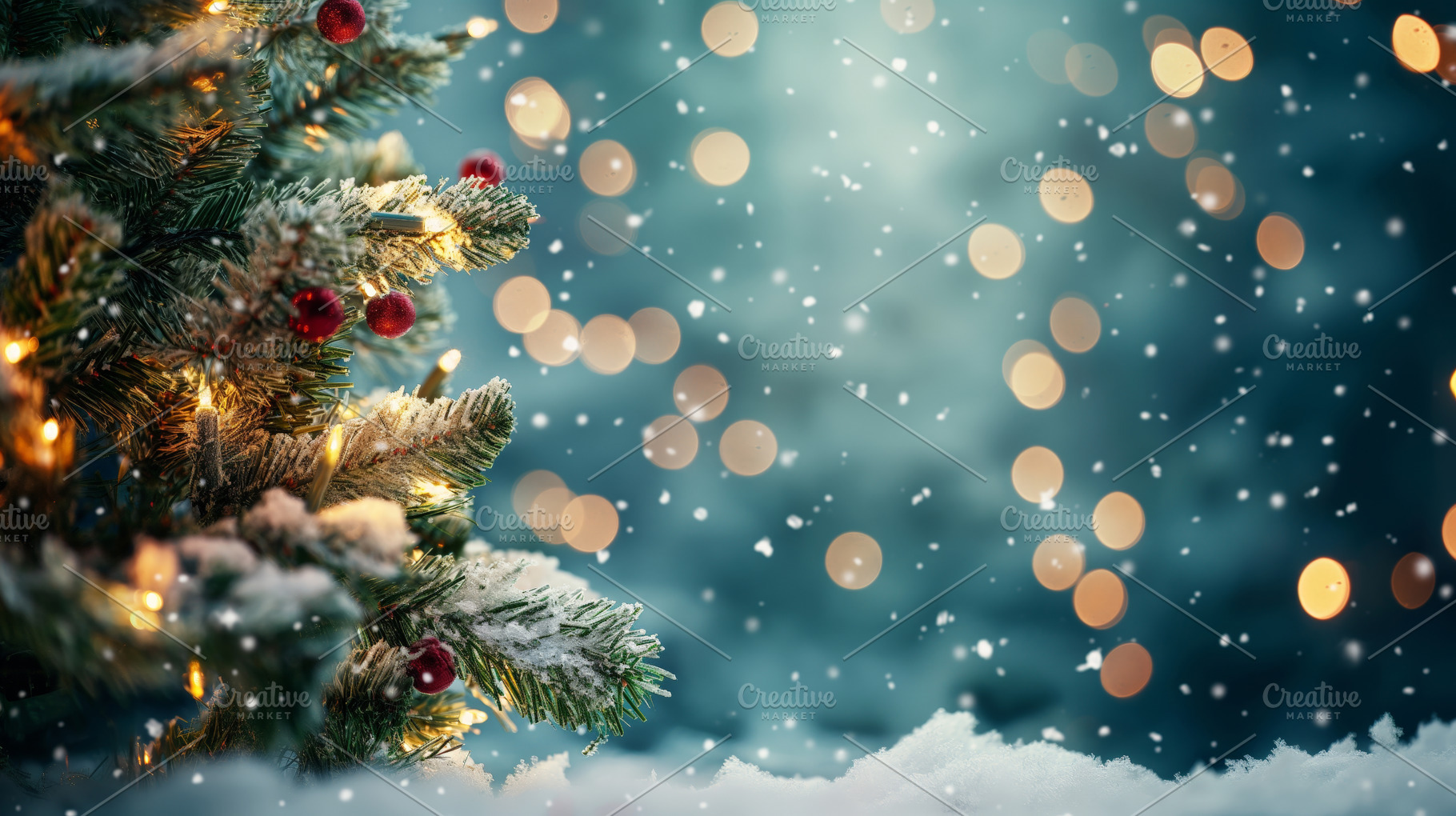 Festive Christmas Tree Snowflakes, a Background Photo by Hamza067