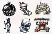 Black and White Christmas Clipart, an Illustration by Dream Creation (Thumbnail 3 of 7)