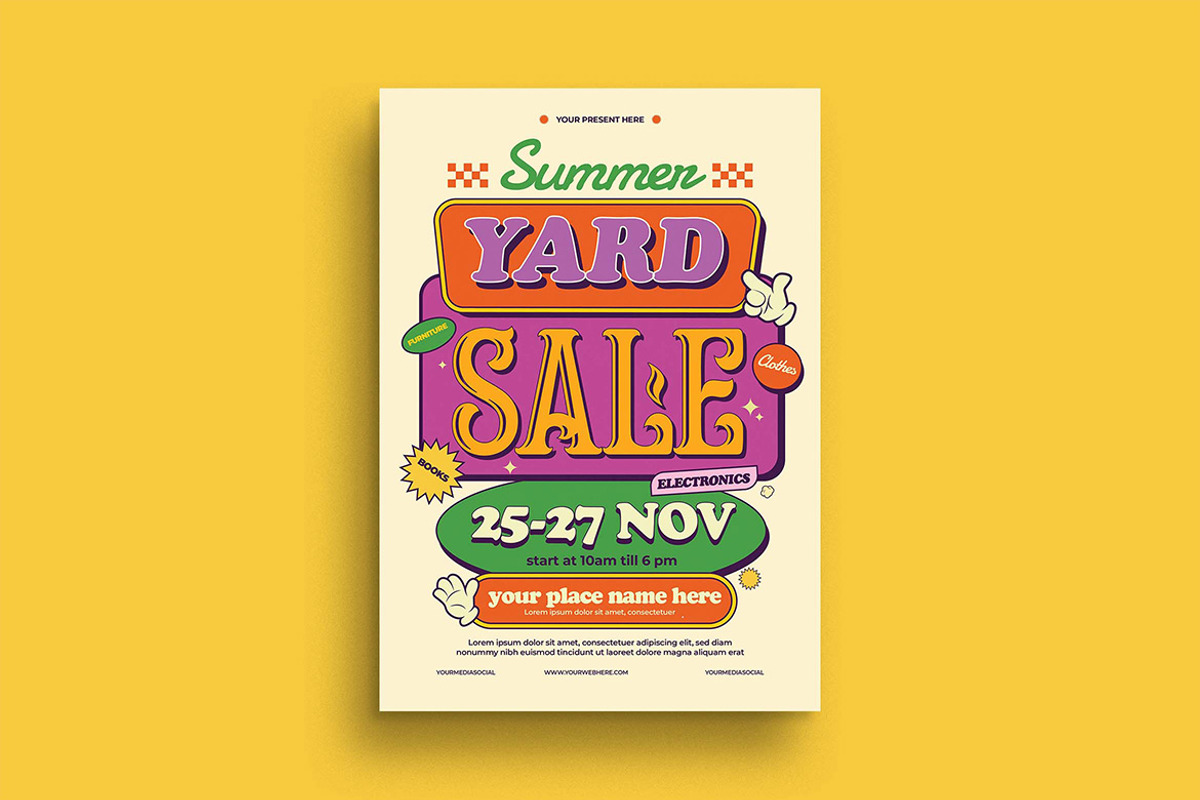 Summer Yard Sale Flyer, a Flyer Template by megarez (Photo 1 of 3)