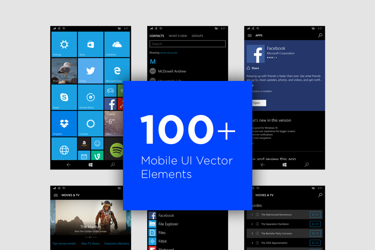Windows Mobile UI KIT for Sketch, a Device Mockup by Little Jimi Shop (Photo 3 of 9)