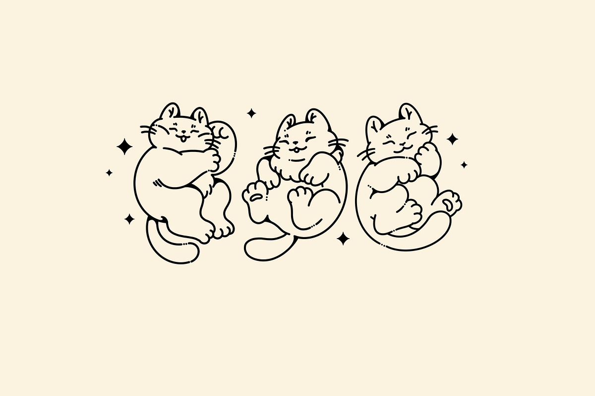 Lazy cute cats. Lineart collection, an Animal Illustration by heyXeni (Photo 5 of 11)