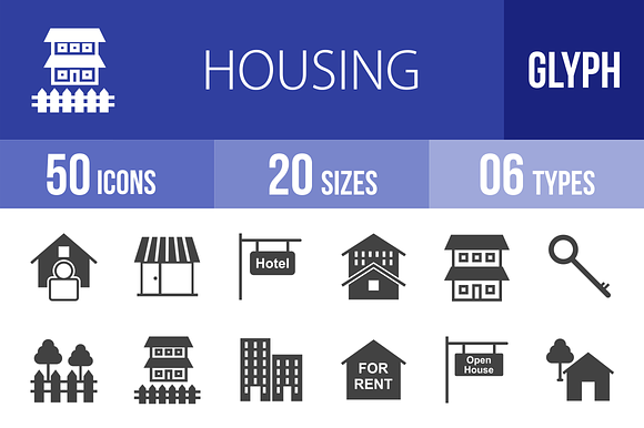 50 Housing Glyph Icons preview 4