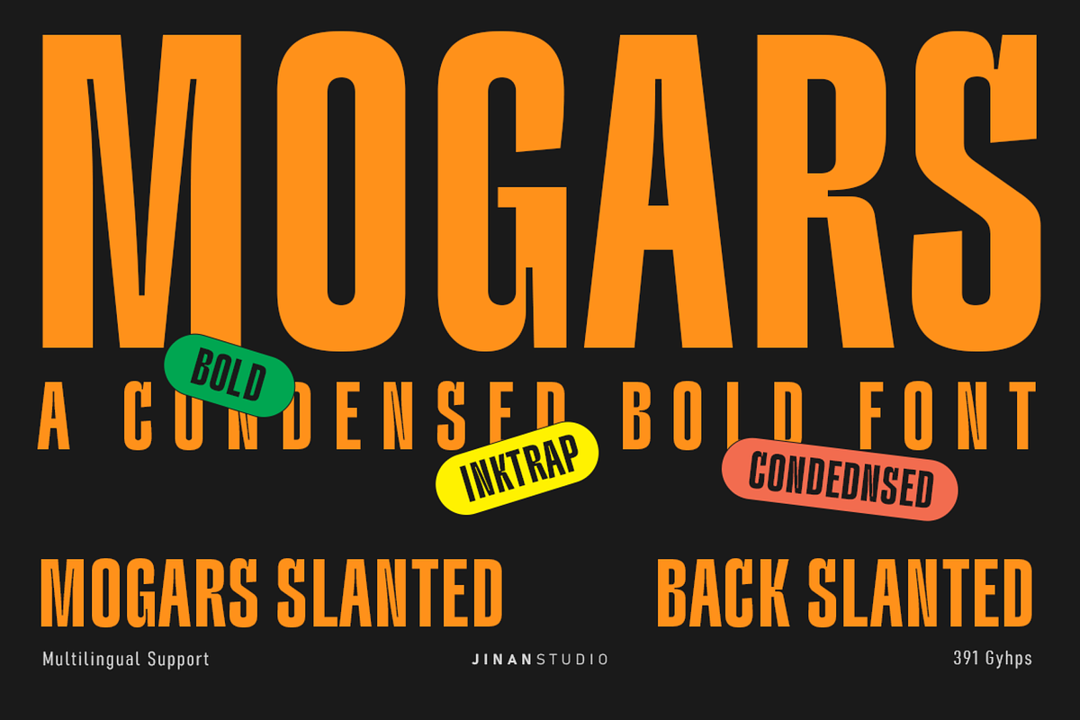 Mogars – A Condensed Sans Serif, a Sans Serif Font by Ainun Jinan (Photo 1 of 12)