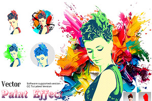 Vector Paint Effect Photoshop Action, a Brushes & More by Studio Retouch