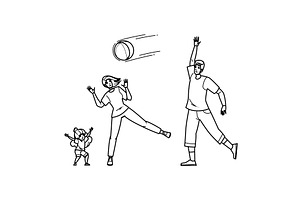 play family playing catch vector, a Person Illustration by pikepicture