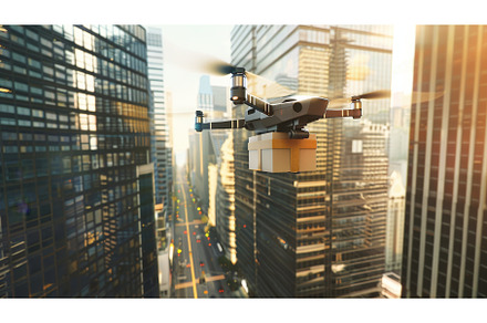 Delivery drone with a package Flying, a Transportation Photo by Goinyk