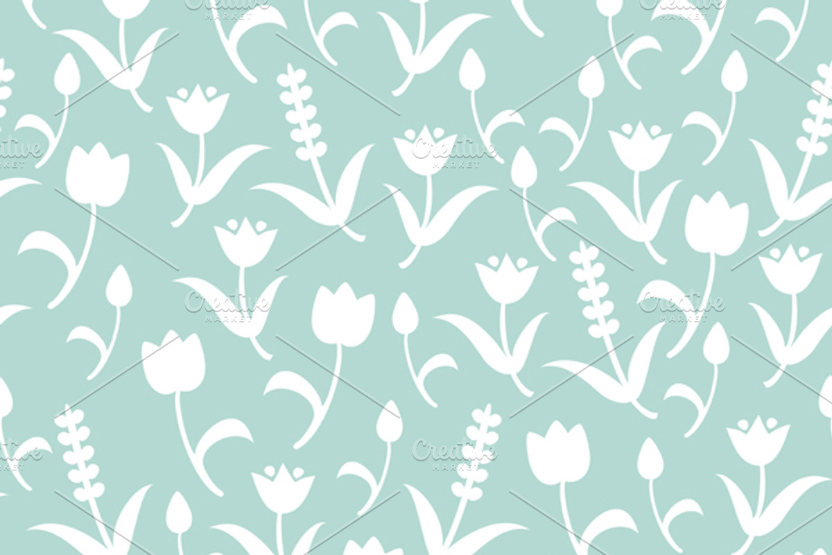 Seamless patterns with flowers preview 2