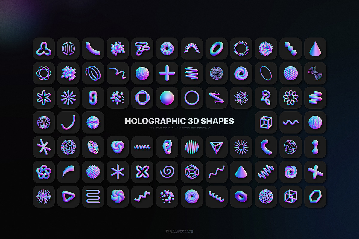 Holographic 3D shapes collection, an Object Graphic by Samolevsky (Photo 13 of 13)