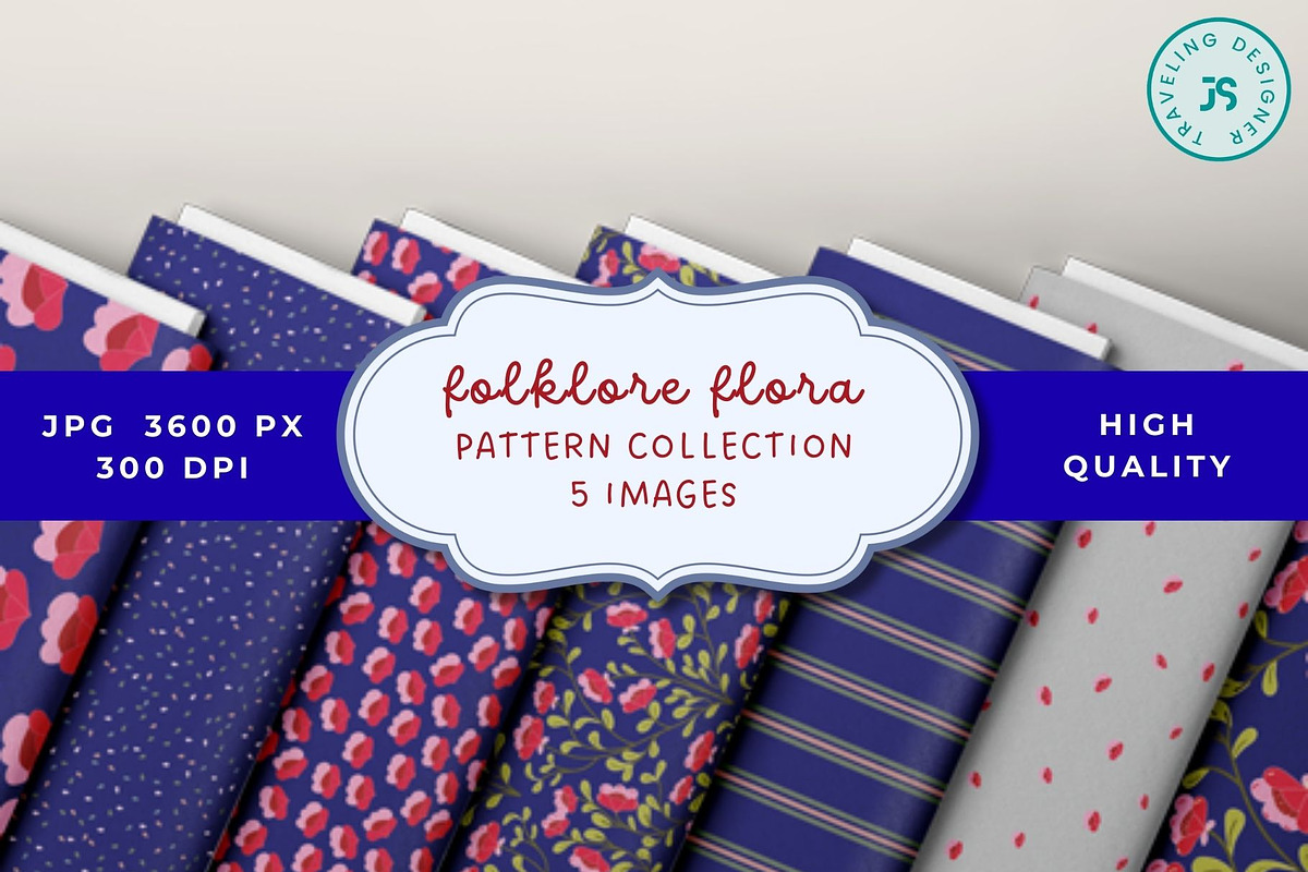 Folklore Flora Pattern Collection, a Pattern Graphic by Traveling Designer (Photo 1 of 6)
