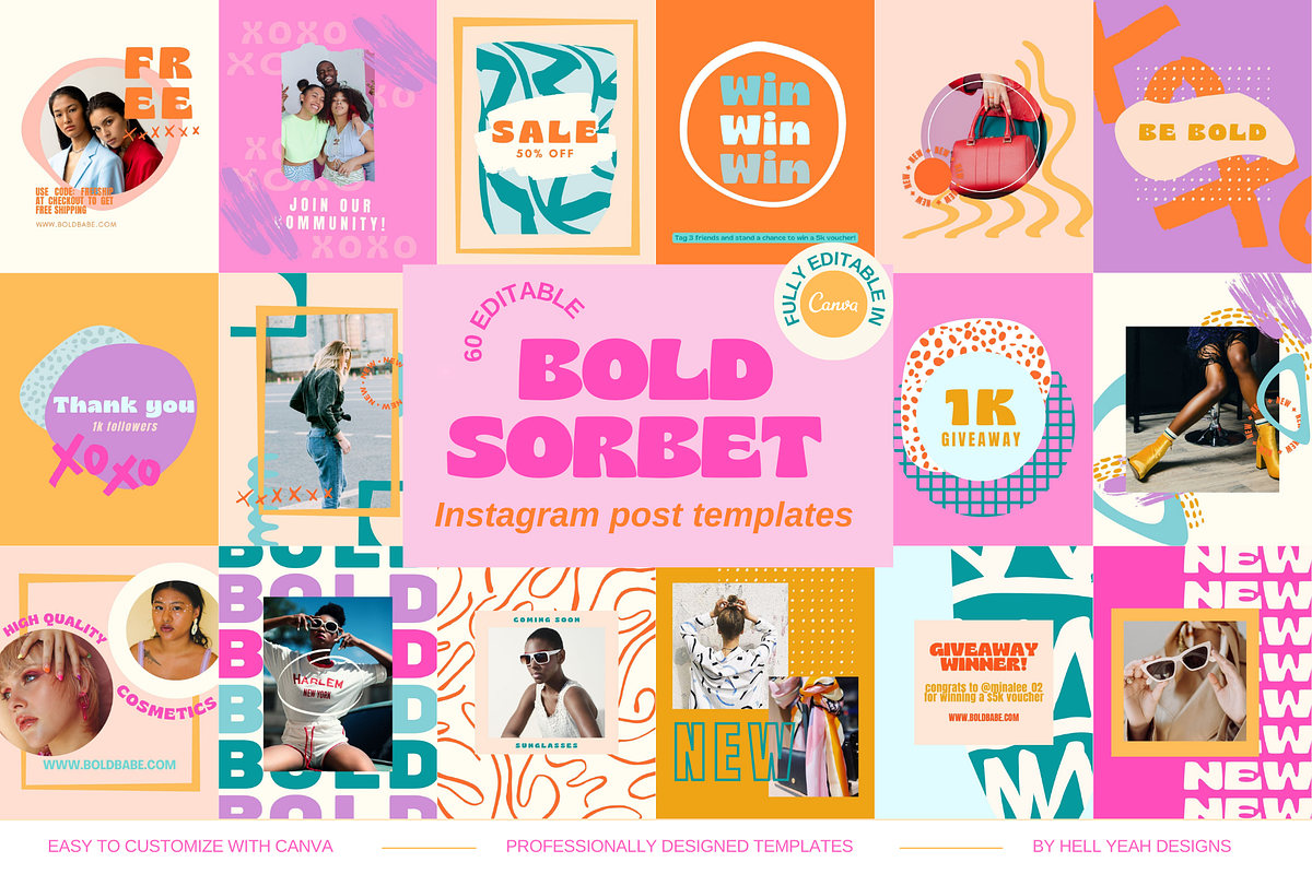 Bold Instagram Post Templates, a Social Media Template by Hell Yeah Designs (Photo 1 of 9)