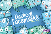 Kawaii Medical Facemasks Characters, a Healthcare Illustration by Jocularity Art (Thumbnail 1 of 3)