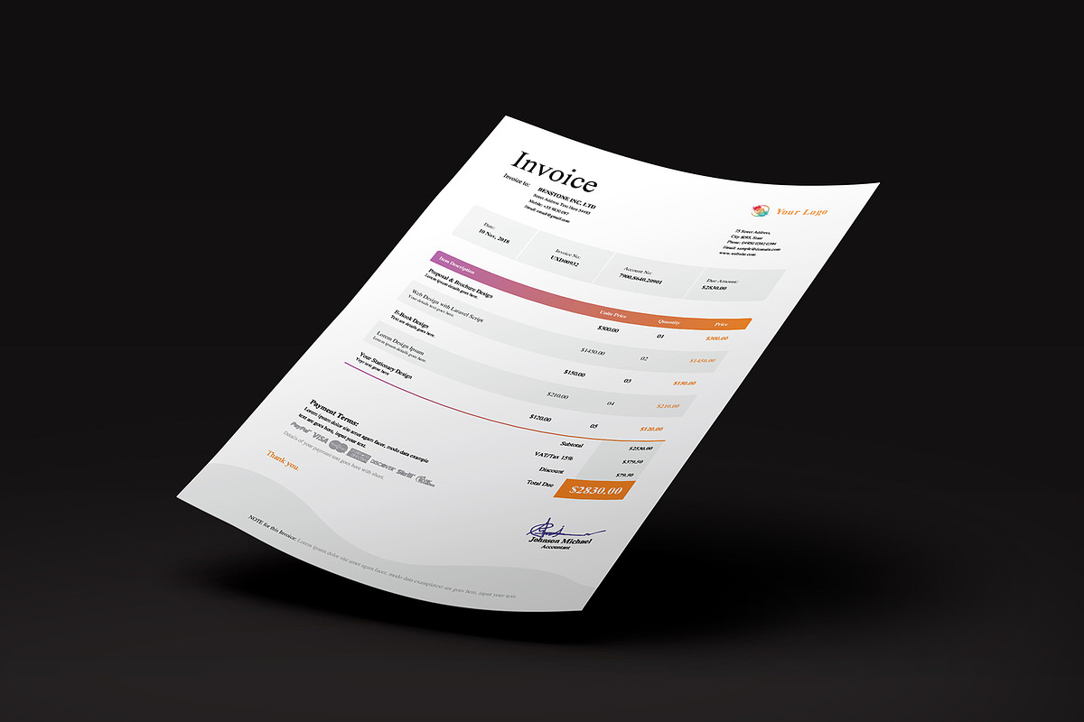 Ms Word Invoice Template, a Stationery Template by GreenPixi (Photo 2 of 4)