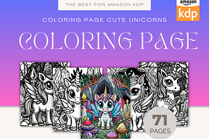 Coloring Page Cute Unicorns