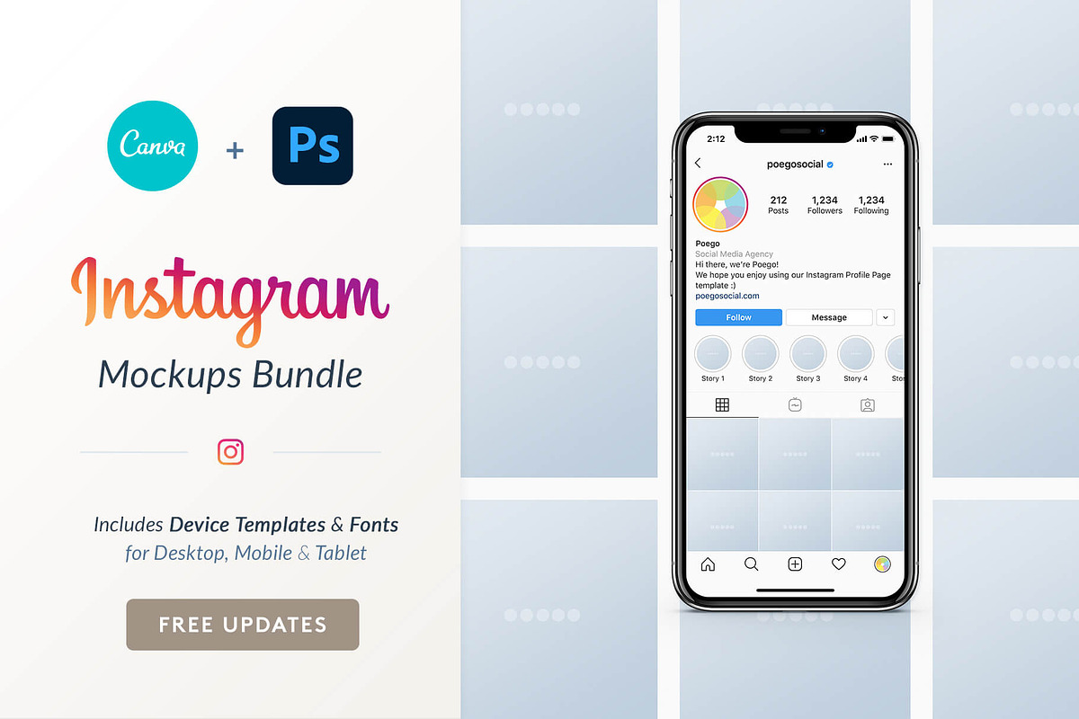 Instagram Mockups Bundle | Canva PS, an iPhone Mockup by Poego Social (Photo 1 of 8)