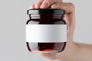 Cherry jam jar mockup JPEG, a Food & Drink Photo by Shablon