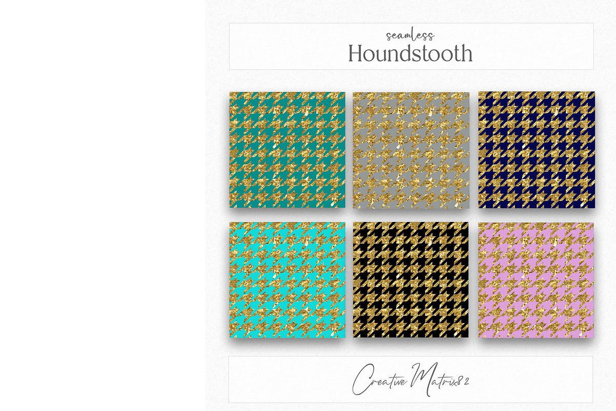 Gold Houndstooth Seamless Patterns, a Texture Graphic by Creative Matrix82 (Photo 4 of 5)