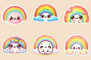 Kawaii Rainbow Stickers PNG, an Illustration by Creative Art (Thumbnail 2 of 9)