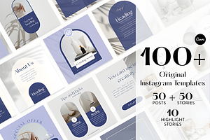 Aesthetic Blue Instagram Templates, a Social Media Template by Ink Gallery