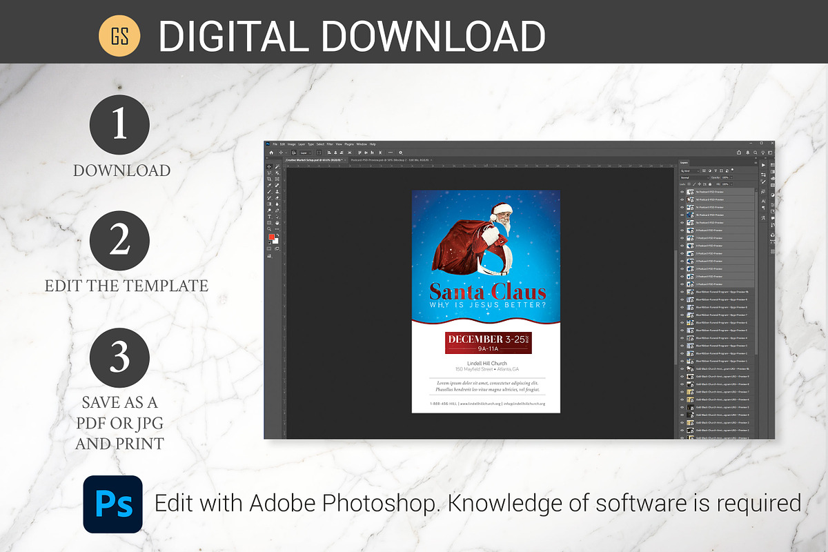 Santa Christmas Church Flyer PSD, a Flyer Template by Godserv Designs (Photo 8 of 9)