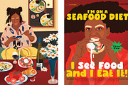 Food Lover x2 Posters Prints, a Food Illustration by Phathudesignsshop (Thumbnail 1 of 3)