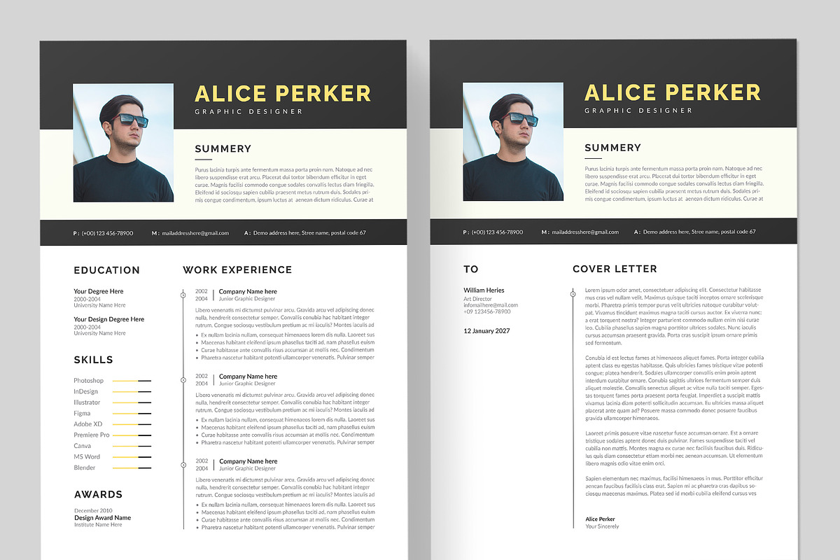 Resume / CV | Word & InDesign preview 2