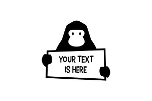 Gorilla Holding Paper Text Sign Logo