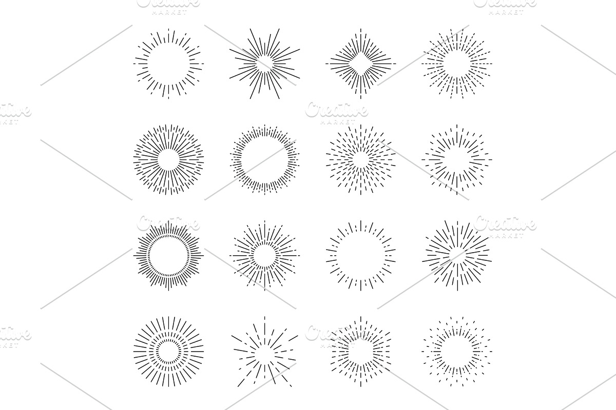 Starburst and sunburst, light rays, an Object Illustration by Vector Tradition