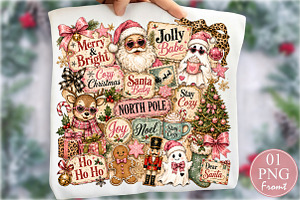 Vintage Pink Coquette Christmas PNG, a Seasonal Illustration by Rose Art