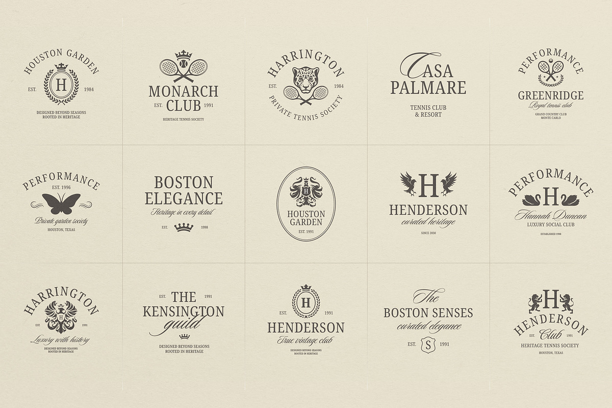Old Money Vintage Logo Collection, a Branding & Logo Template by Vasya Kobelev (Photo 12 of 17)