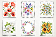 Floral Postage Stamp Clipart, an Illustration by RobertsArt (Thumbnail 5 of 5)
