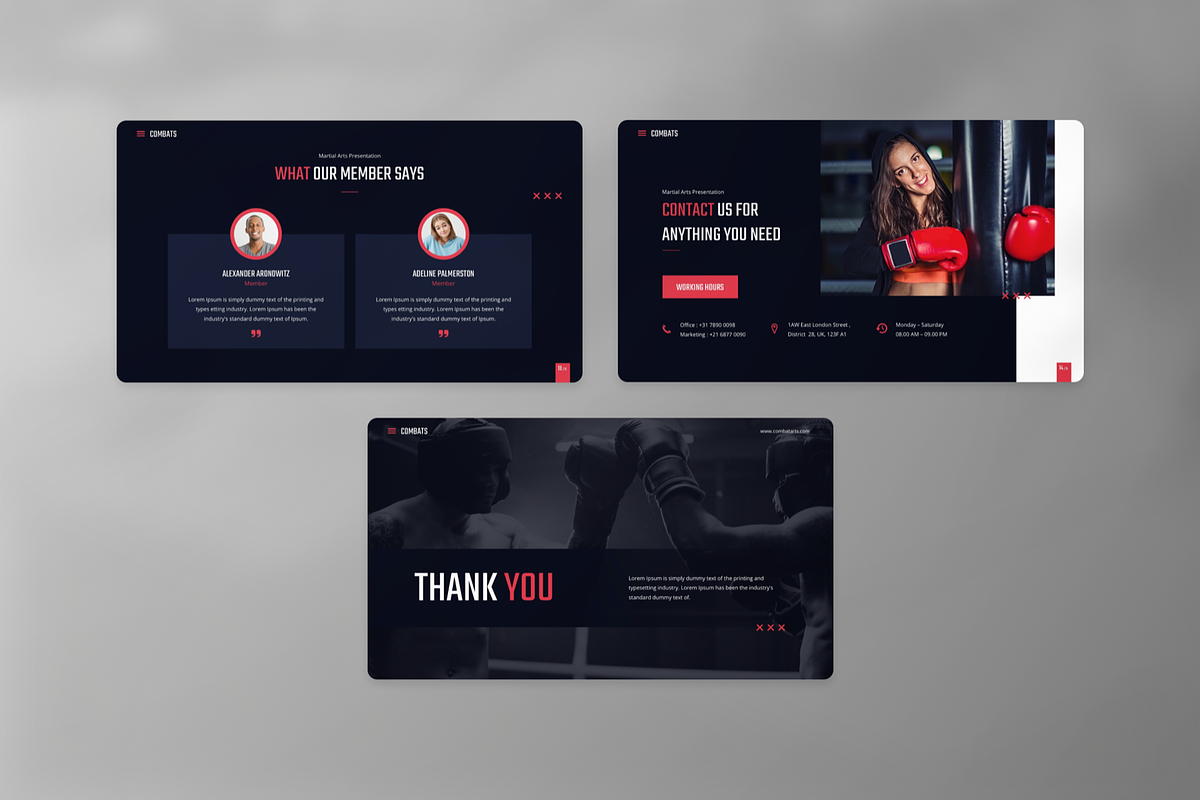 Combats - Boxing Club Powerpoint, a Presentation Template by Annora Studio